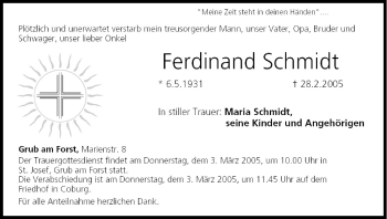 Anzeige von Ferdinand Schmidt von MGO