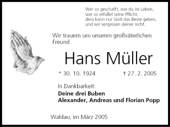 Anzeige von Hans Müller von MGO
