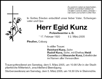 Anzeige von Egid Kunz von MGO