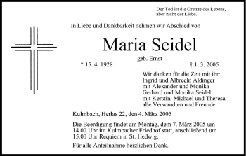 Anzeige von Maria Seidel von MGO