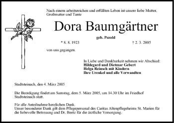 Anzeige von Dora Baumgärtner von MGO