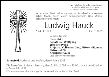 Anzeige von Ludwig Hauck von MGO