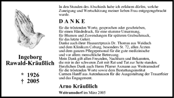 Anzeige von Ingeborg Rawald-Kräußlich von MGO