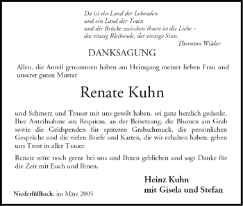 Anzeige von Renate Kuhn von MGO