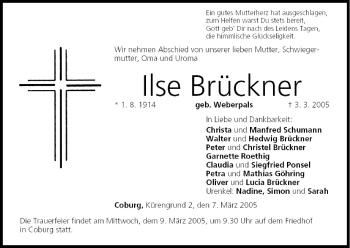 Anzeige von Ilse Brückner von MGO
