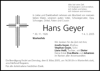Anzeige von Hans Geyer von MGO