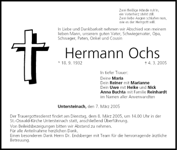 Anzeige von Hermann Ochs von MGO
