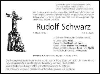 Anzeige von Rudolf Schwarz von MGO