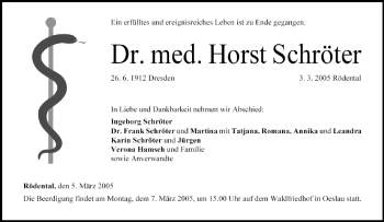 Anzeige von Horst Schröter von MGO