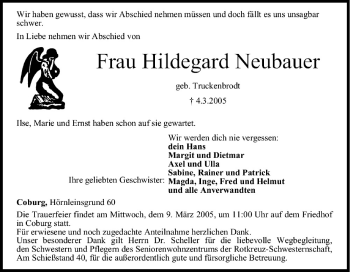Anzeige von Hildegard Neubauer von MGO