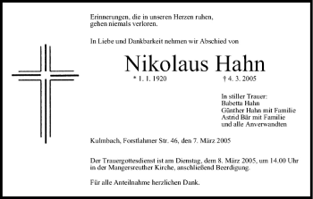 Anzeige von Nikolaus Hahn von MGO