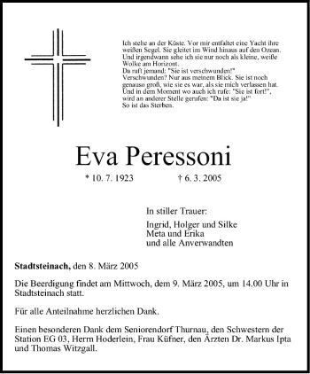 Anzeige von Eva Peressoni von MGO