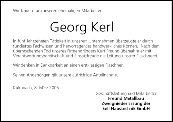 Anzeige von Georg Kerl von MGO