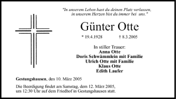Anzeige von Günter Otto von MGO