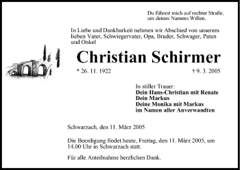 Anzeige von Christian Schirmer von MGO