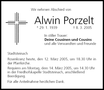 Anzeige von Alwin Porzelt von MGO