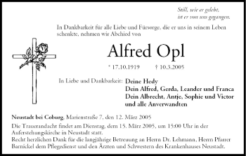 Anzeige von Alfred Opl von MGO
