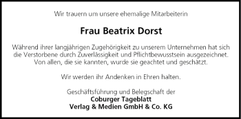 Anzeige von Beatrix Dorst von MGO