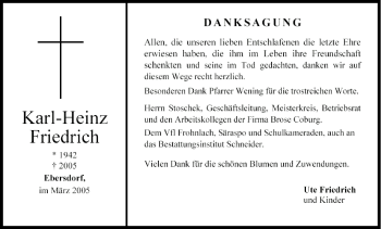 Anzeige von Karl-Heinz Friedrich von MGO