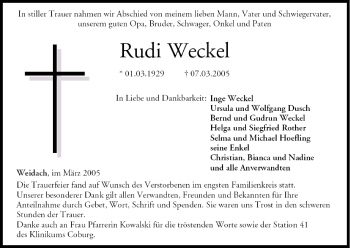 Anzeige von Rudi Weckel von MGO