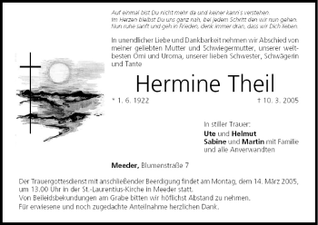 Anzeige von Hermine Theil von MGO