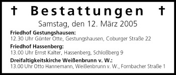 Anzeige von Bestattungen vom 12.03.2005 von MGO