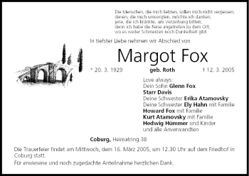 Anzeige von Margot Fox von MGO