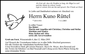 Anzeige von Kuno Rüttel von MGO