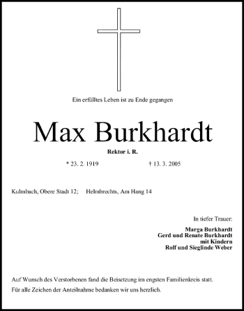 Anzeige von Max Burkhardt von MGO
