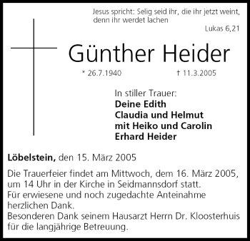 Anzeige von Günther Heider von MGO