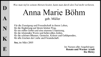 Anzeige von Anna Marie Böhm von MGO