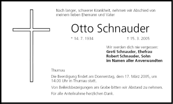 Anzeige von Otto Schnauder von MGO