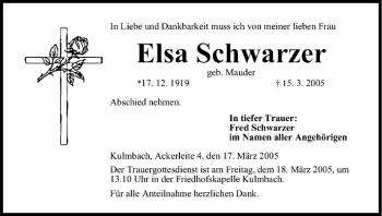 Anzeige von Elsa Schwarzer von MGO