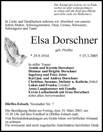 Anzeige von Elsa Dorschner von MGO