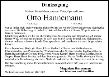Anzeige von Otto Hannemann von MGO