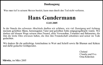 Anzeige von Hans Gundermann von MGO