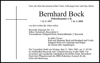 Anzeige von Bernhard Bock von MGO
