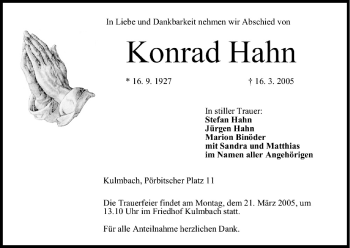 Anzeige von Konrad Hahn von MGO