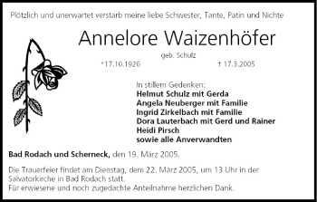 Anzeige von Annelore Waizenhöfer von MGO