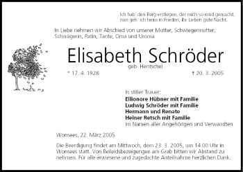 Anzeige von Elisabeth Schröder von MGO