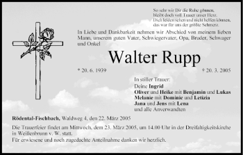 Anzeige von Walter Rupp von MGO