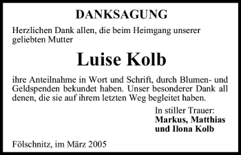 Anzeige von Luise Kolb von MGO