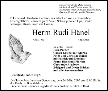 Anzeige von Rudi Hänel von MGO