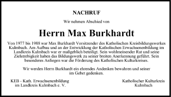 Anzeige von Max Burkhardt von MGO