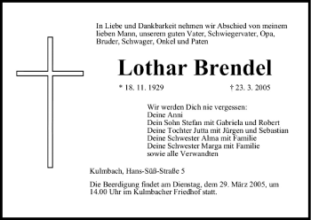 Anzeige von Lothar Brendel von MGO