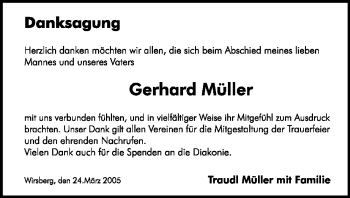 Anzeige von Gerhard Müller von MGO