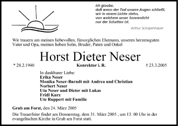 Anzeige von Horst Dieter Neser von MGO