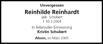 Anzeige von Reinhilde Reinhardt von MGO