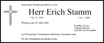 Anzeige von Erich Stamm von MGO