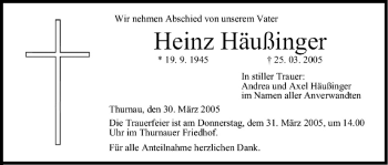 Anzeige von Heinz Häußinger von MGO